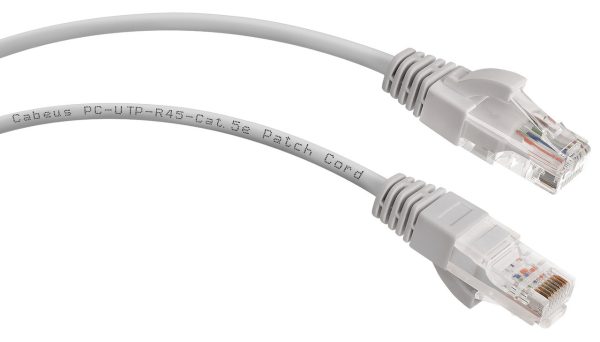 Шнур коммутационный, патч-корд, U/UTP RJ45-RJ45 CAT 5e, PVC, серый, 2м REXANT