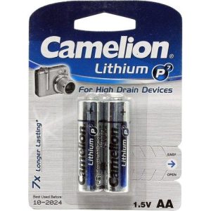 Батарейка, CAMELION, FR6-BP2, Lithium P7, AA, 1.5V, 3000 mAh, 2 шт. в блистере