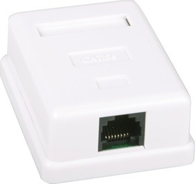 Розетка компьютерная внешняя, 1-порт RJ-45 (8PC8), UTP неэкранированная, категория 5е