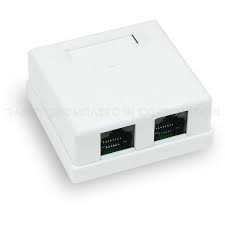 Розетка компьютерная внешняя, 2-порт RJ-45 (8PC8), UTP неэкранированная, категория 5е