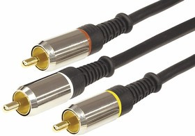 Шнур  3RCA-3RCA.длина 1.5м, (GOLD)-металл REXANT 17-0233