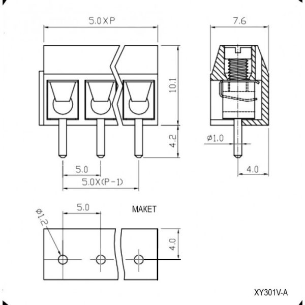 Клеммник:XY301V-A-3P 5mm — изображение 2