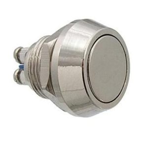 Кнопка антивандальная без подсветки RUICHI PBS-28B-2, М12, IP63, 36 В, никелированная латунь