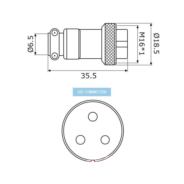GX16M-3A Разъем питания 3pin мама на кабель 7A 125V — изображение 2