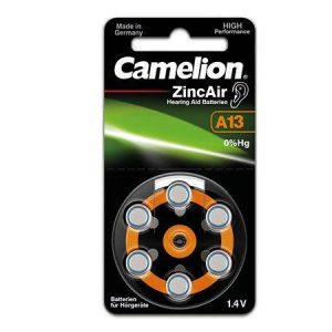 Bat A-13 БАТАРЕЙКА CAMELION ZINC AIR A13-BP6(0%HG) 6 ШТ. В БЛИСТЕРЕ