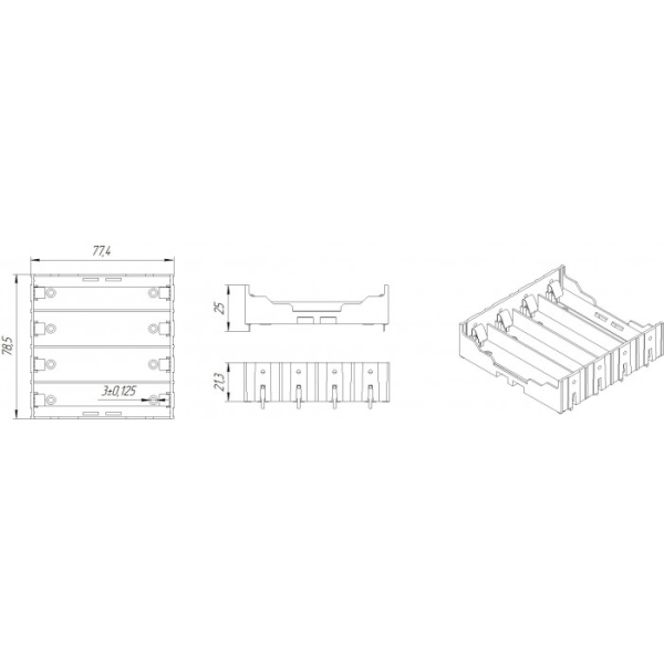 Батарейный отсек: Battery Holder for Li-ion 4*18650 — изображение 2