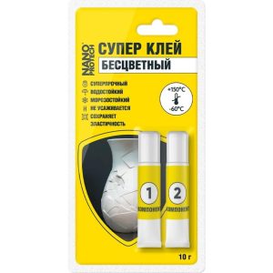 Суперклей бесцветный эпоксидный 2 компонентный NANOPROTECH, 10гр