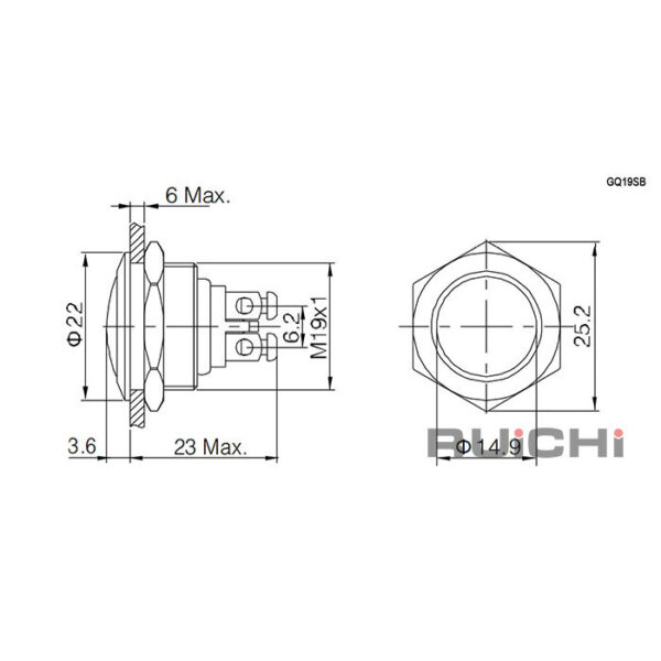Кнопка антивандальная: GQ19SB-10Z/N off-on — изображение 2