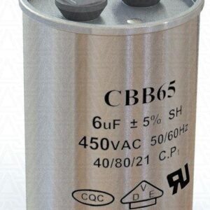 КОНДЕНСАТОР CBB65 6UF 450VAC  (SAIFU)