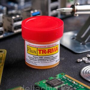 Паяльный флюс-гель Flux TR-RMA SOLINS, паста для пайки SMD элементов, активированная канифоль, 20мл