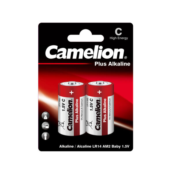 Батарейка, CAMELION, LR14-BP2, Plus Alkaline, C, 1.5V, 8450 mAh, 2 шт. в блистере — изображение 2