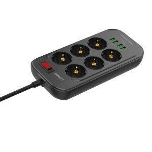 Сетевой фильтр, LDNIO, Defender SE6403, 6 универсальные розетки, 4*USB Портов, 5V/3.4A, Провод 2м, К