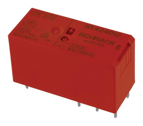 RT424012 Реле электромагнитное SCHRACK 12VDC 2 переключающих группы 8A/250V