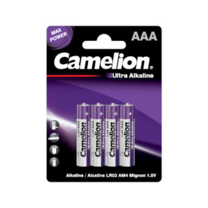 Батарейка, CAMELION, LR03-BP4UT, Ultra Alkaline, AAA, 1.5V, 1150 mAh, 4 шт в блистере