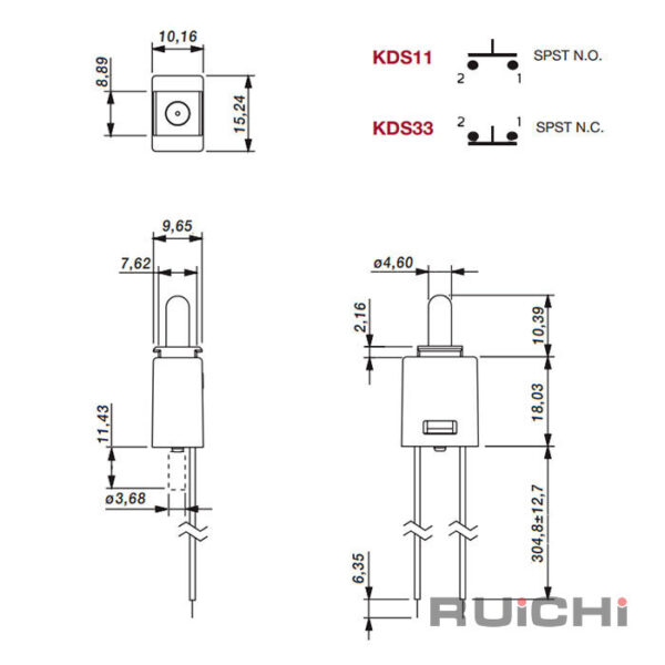 KDS11 Кнопочный выключатель NO 20V 0.1A RUICHI — изображение 2
