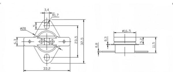 Термостат: KSD-80 80*C 10A 250V (B-1002) — изображение 2