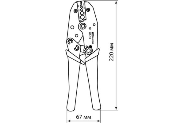 КО-12 Клещи обжимные, обжим разъемов на (RG-58, RG-59, RG-62, RG-174, FO), "МастерЭлектрик" TDM — изображение 2