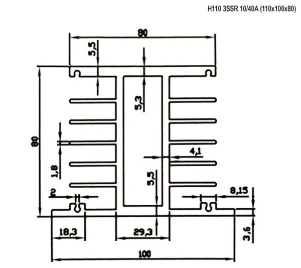 Радиатор охлаждения: H110 3SSR 10/40A(110*100*80) — изображение 2