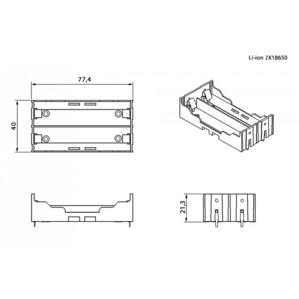 Батарейный отсек: Battery Holder for Li-ion 2*18650 — изображение 2