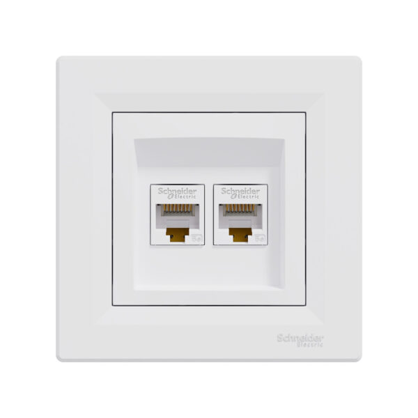 Розетка двойная компьютерная, SE, EPH4400121, Asfora RJ45 в сборе белый — изображение 2