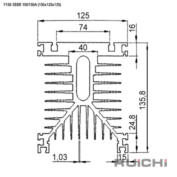 Радиатор охлаждения: Y150 3SSR 100/150A(150*125*135) — изображение 2