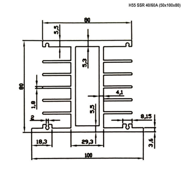 Радиатор охлаждения: H55 SSR 40/60A(50*100*80) — изображение 2