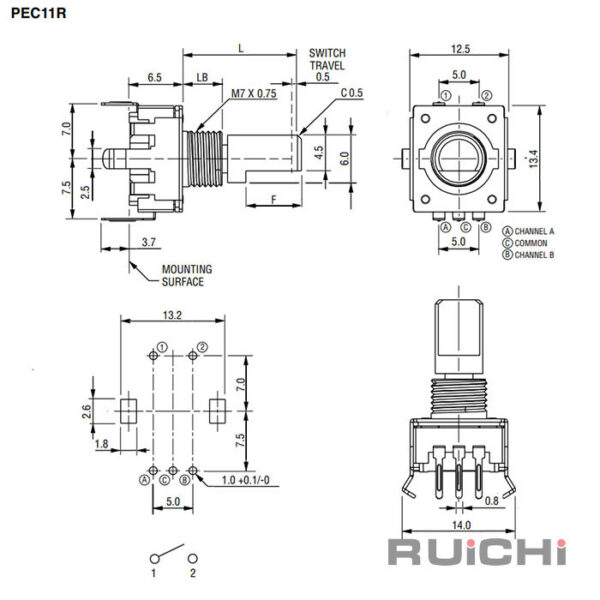 Энкодер: PEC11R 24/24 15mm pushpin — изображение 2