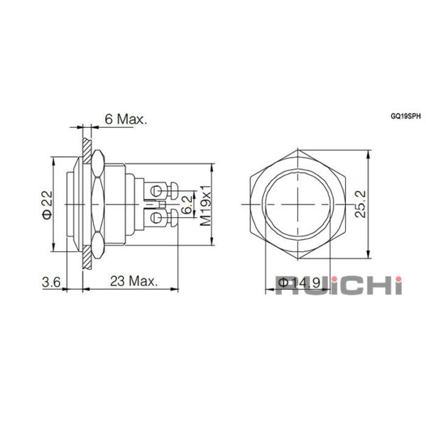 GQ19SPH-10Z/N off-on Кнопка антивандал 22mm IP65 2A — изображение 2