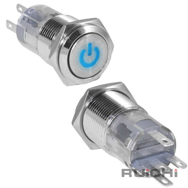 LAS2GQF-11ZDT/B/N on-on Кнопка антивандальная с подсветкой синяя 12V 16mm 3A