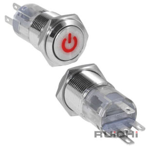 LAS2GQF-11ZDT/R/N on-on Кнопка антивандальная с подсветкой красная 12V 16mm 3A