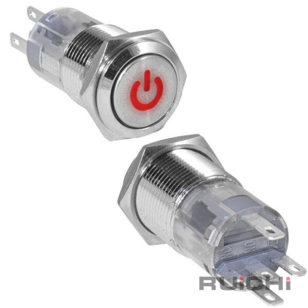 LAS2GQF-11ZDT/R/N on-on Кнопка антивандальная с подсветкой красная 12V 16mm 3A